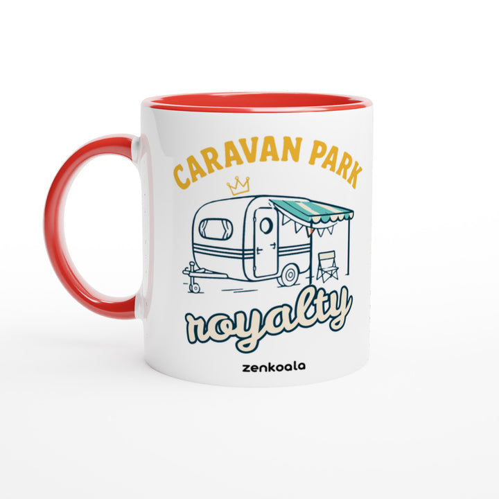 Caravan Park Royalty mug in red: white with a red rim, inside and handle, Zen Koala Australia