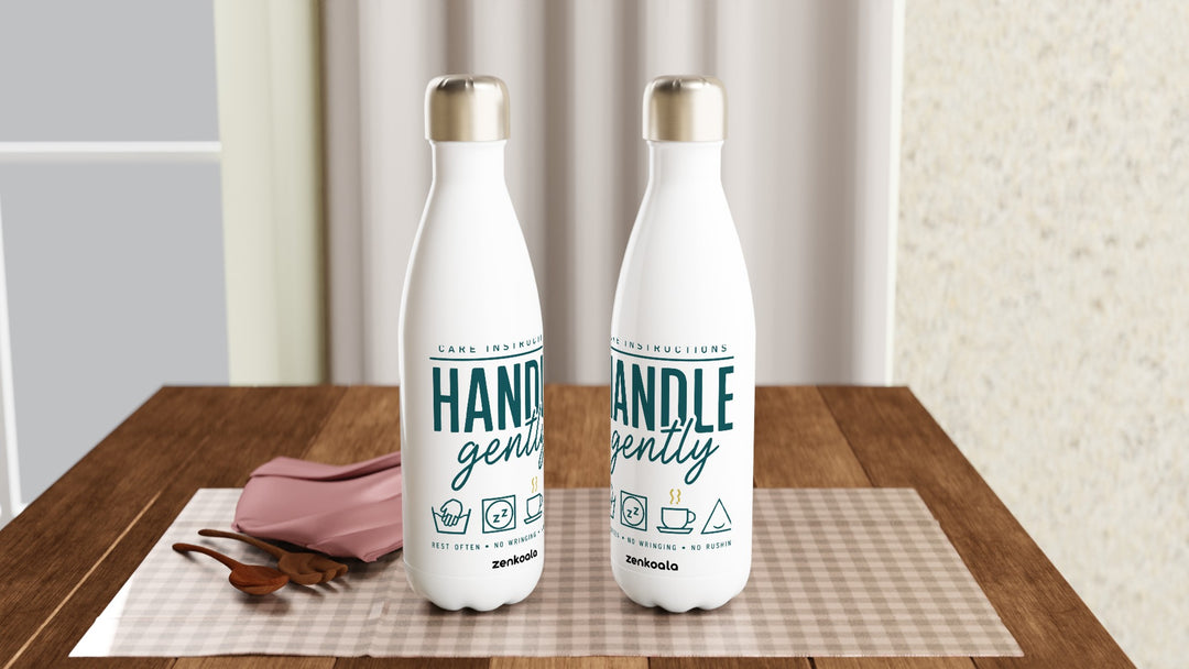 Two Handle Gently Care Instructions water bottles on a table, Zen Koala Australia