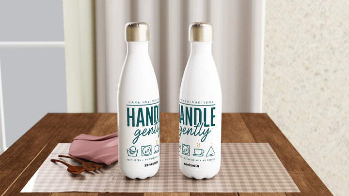 Two Handle Gently Care Instructions water bottles on a table, Zen Koala Australia