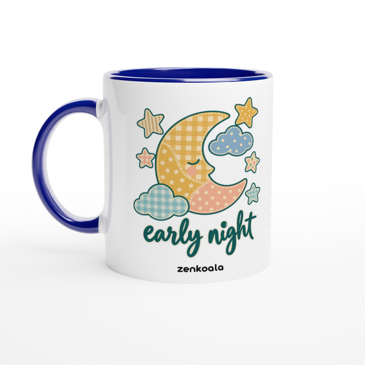 Early Night Moon mug in blue: white with a blue rim, inside and handle, Zen Koala Australia