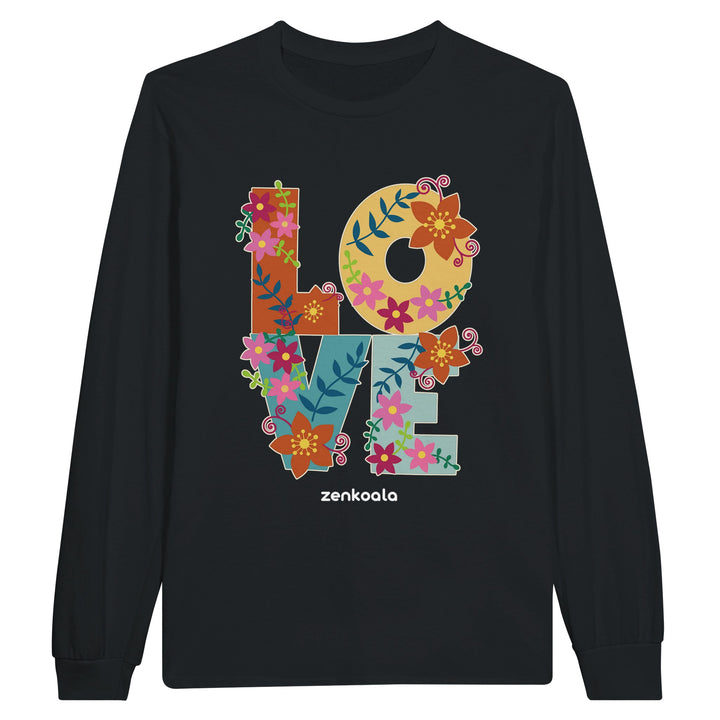 Love feel-good long sleeve tee in black, Zen Koala Australia