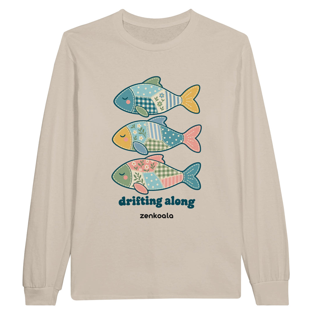 Drifting Along Fish feel-good long sleeve tee in sand, Zen Koala Australia