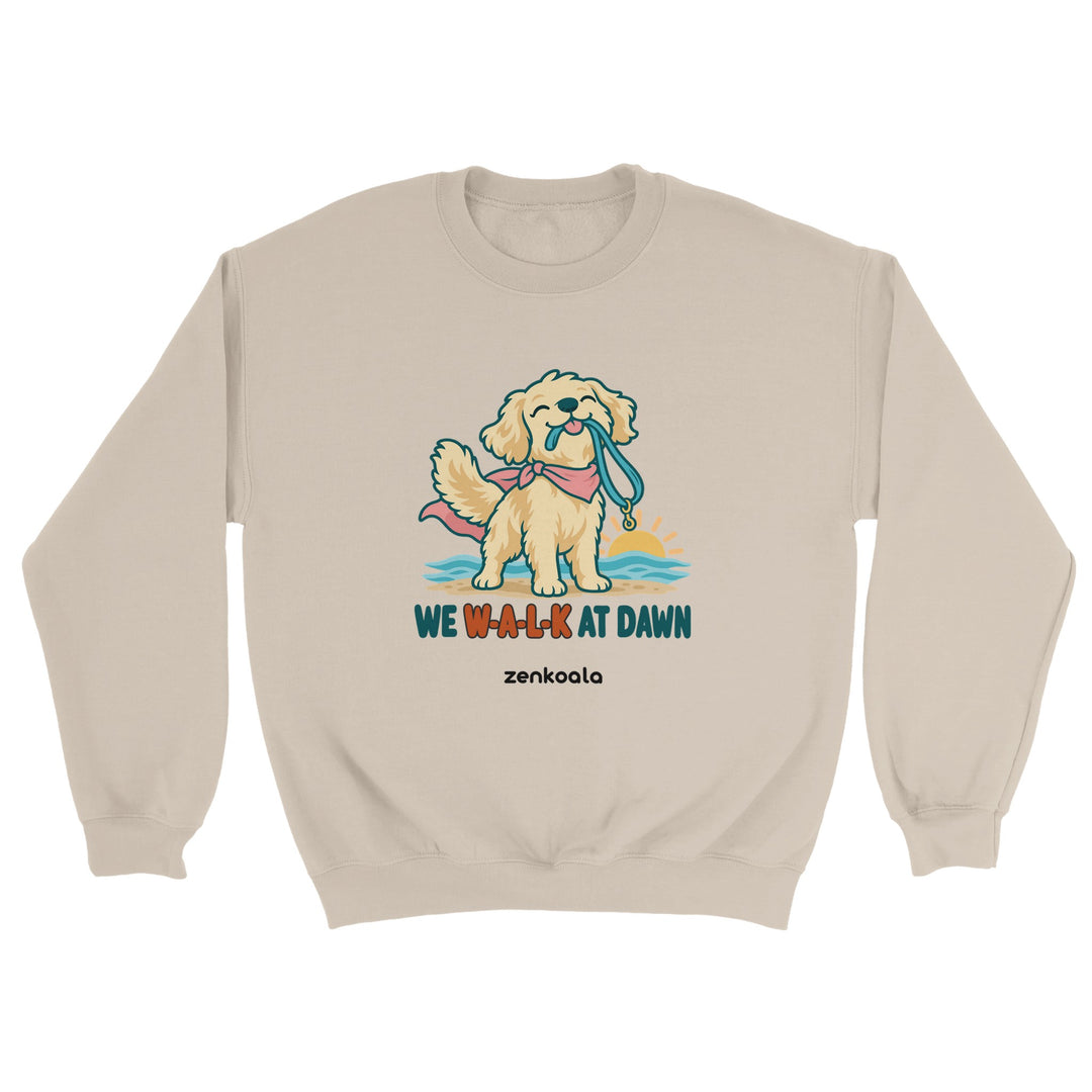 We Walk at Dawn feel-good sweatshirt in sand, Zen Koala Australia