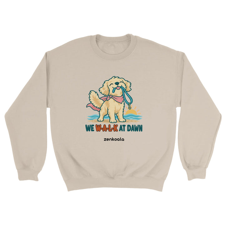We Walk at Dawn feel-good sweatshirt in sand, Zen Koala Australia