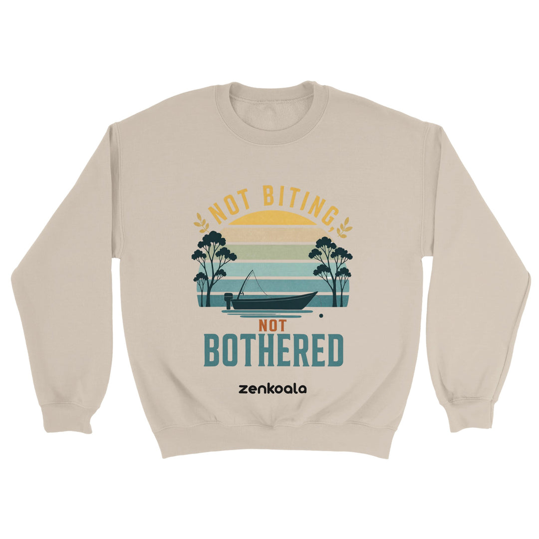 Not Biting Not Bothered feel-good sweatshirt in sand — Zen Koala Australia