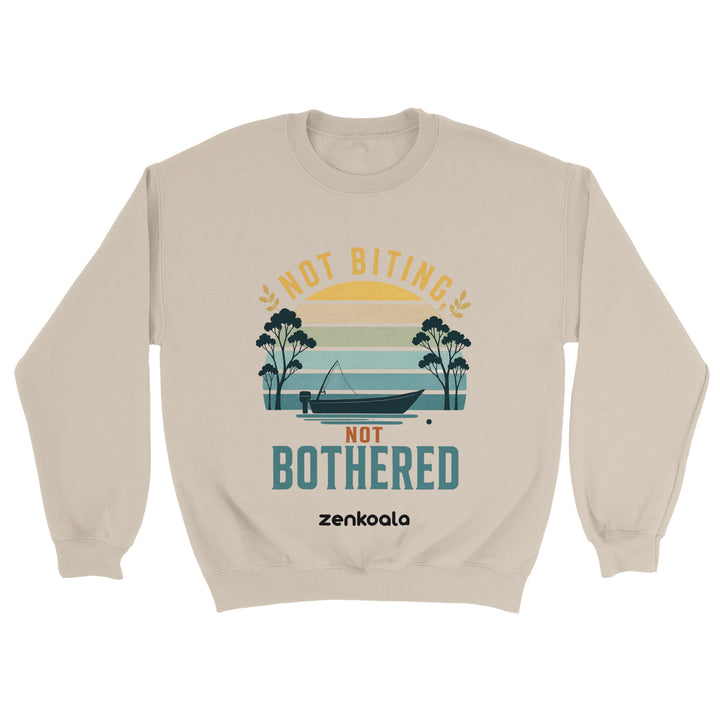Not Biting Not Bothered feel-good sweatshirt in sand — Zen Koala Australia