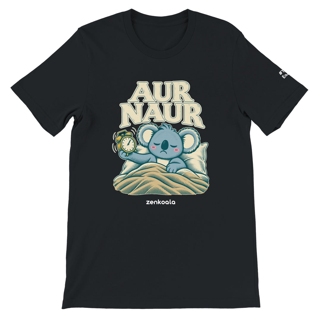 Aur Naur feel-good tee in black, Zen Koala Australia