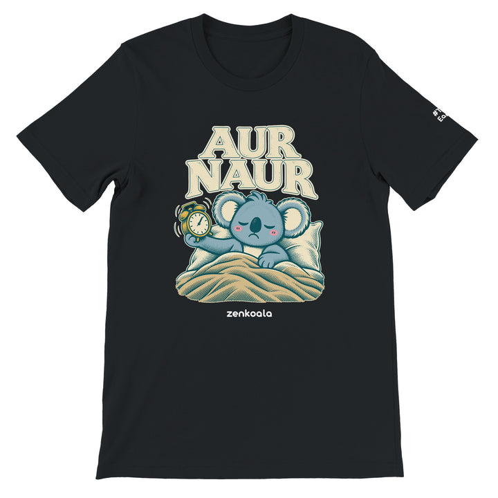 Aur Naur feel-good tee in black, Zen Koala Australia