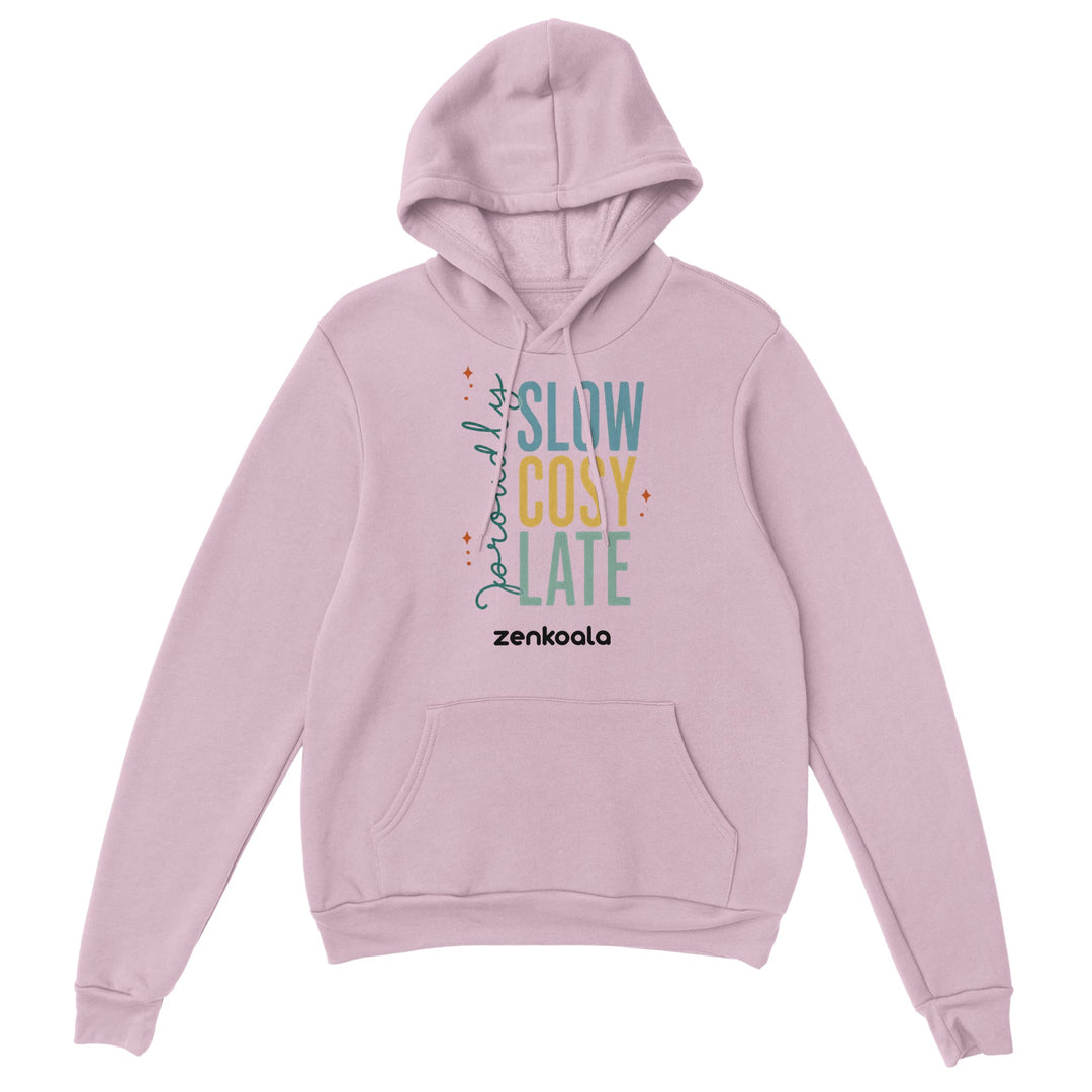 Proudly Slow Cosy Late feel-good hoodie in Light Pink — Zen Koala Australia