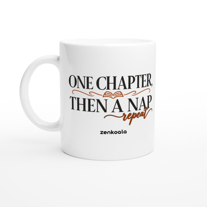 One Chapter Then a Nap mug in all white, Zen Koala Australia