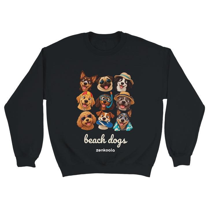 Beach Dogs feel-good sweatshirt in black, Zen Koala Australia