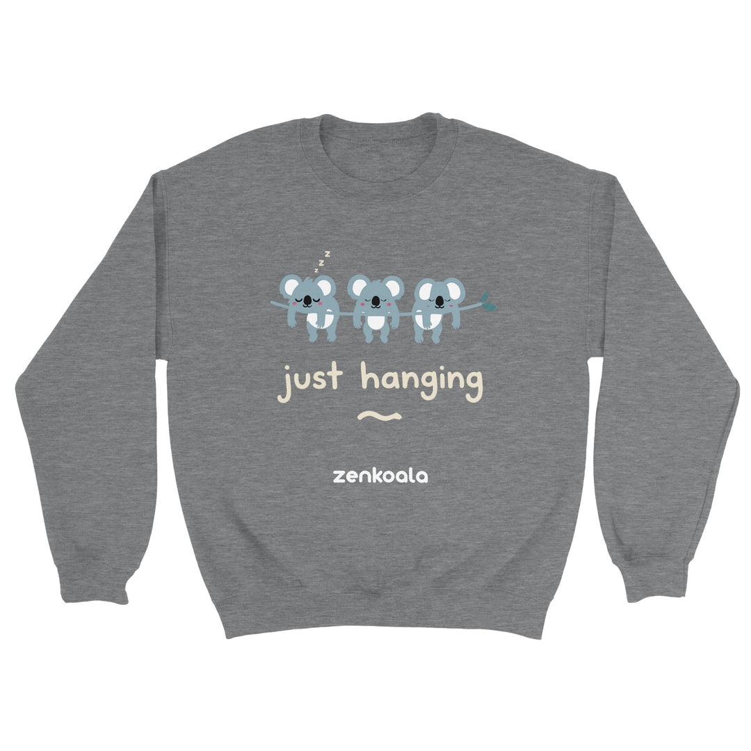 Just Hanging feel-good sweatshirt in sport grey — Zen Koala Australia