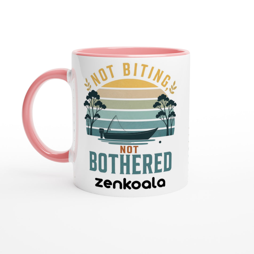 Not Biting Not Bothered feel-good mug, pink inside — Zen Koala Australia