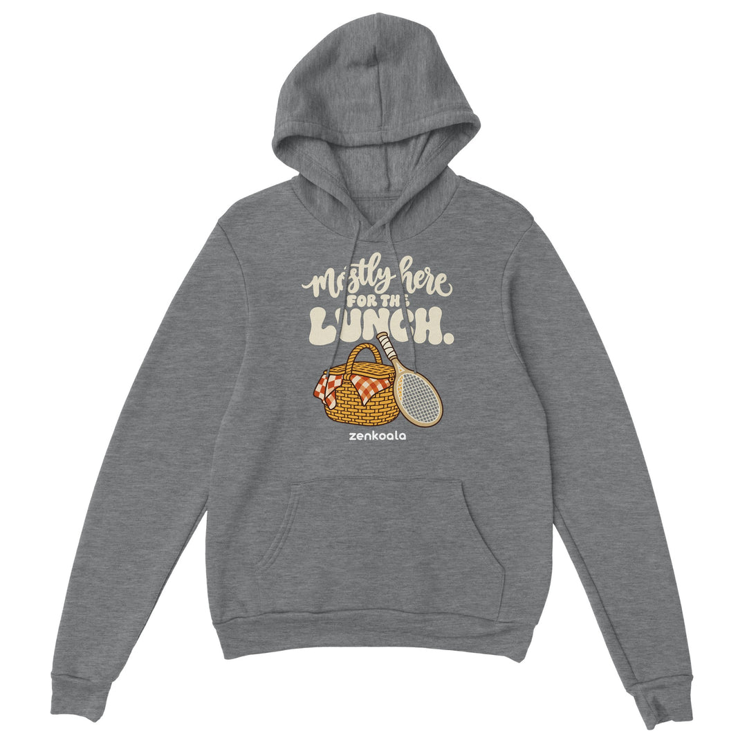 Mostly Here for the Lunch feel-good hoodie in sport grey, Zen Koala Australia