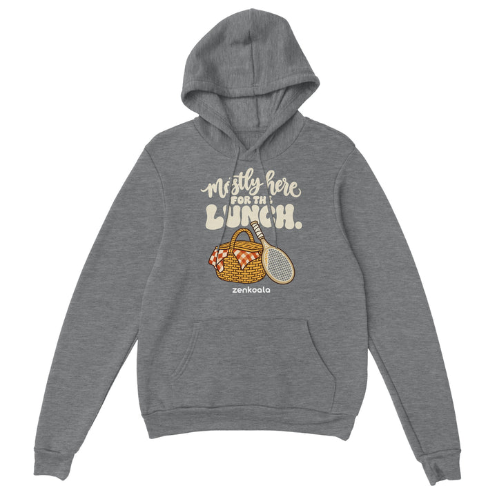 Mostly Here for the Lunch feel-good hoodie in sport grey, Zen Koala Australia