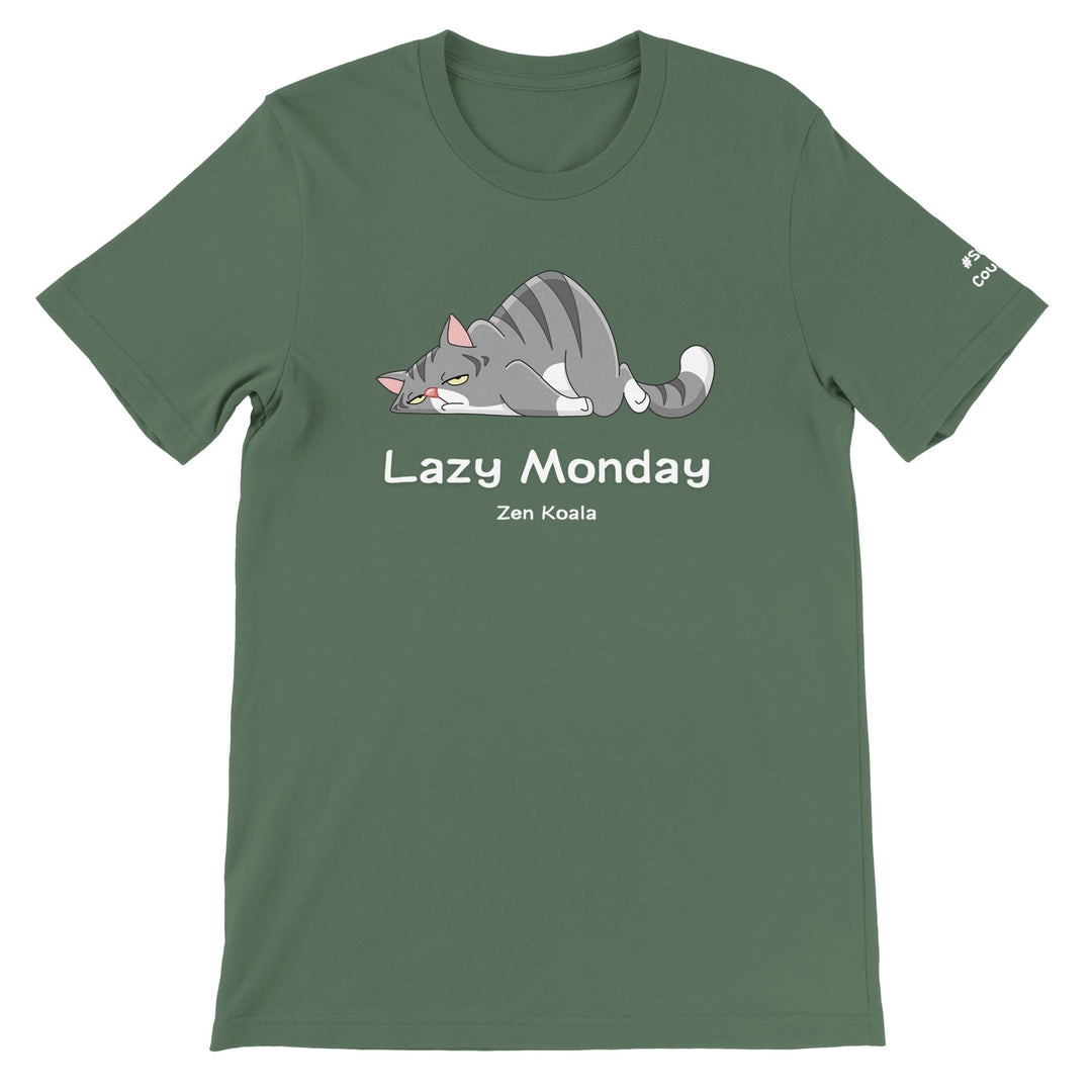 Lazy Monday feel-good t-shirt in military green — Zen Koala Australia