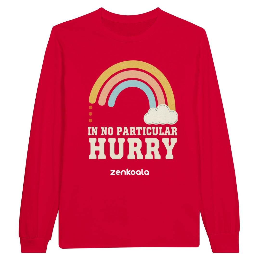 In No Particular Hurry long sleeve tee in red — Zen Koala Australia