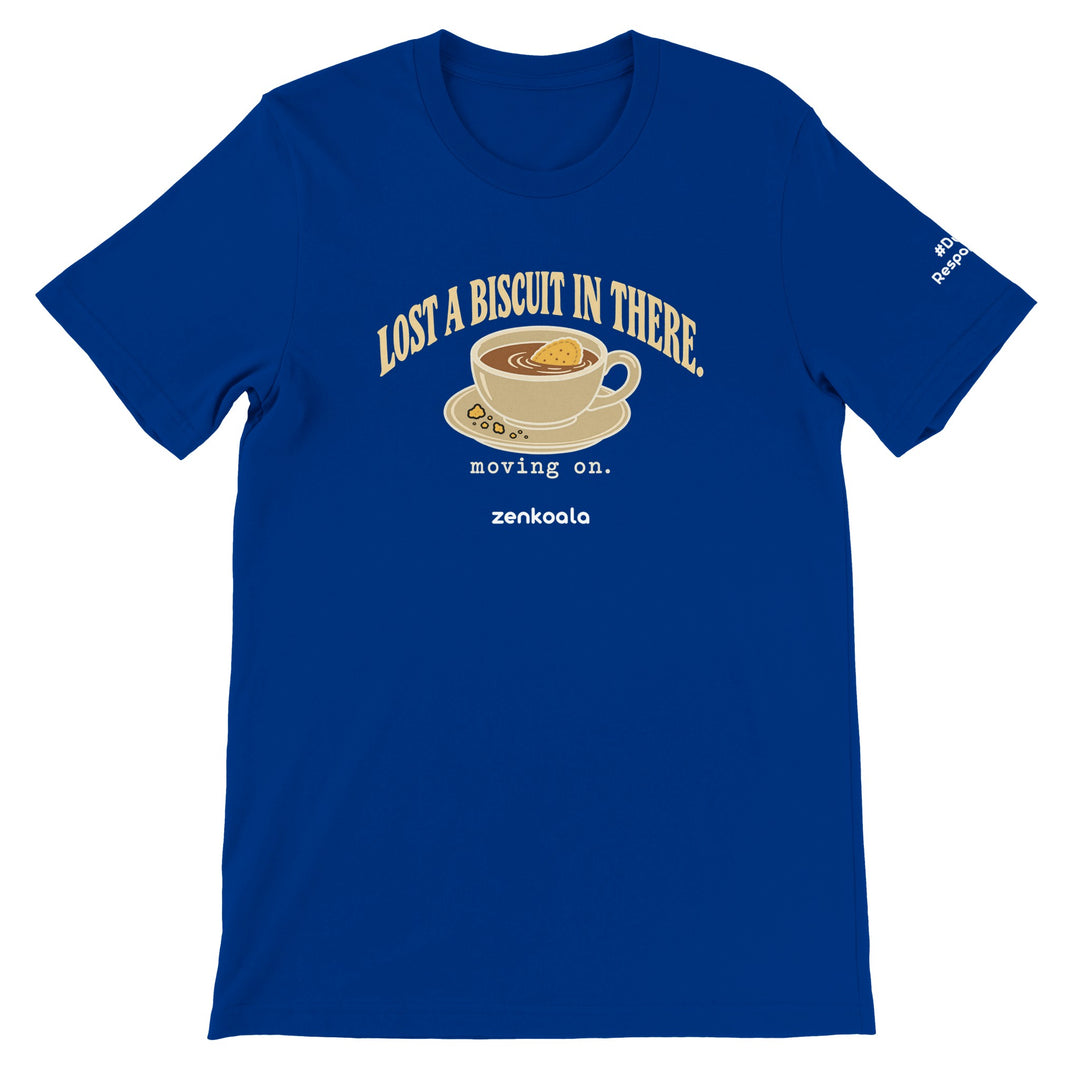 Lost a Biscuit in There feel-good tee in true royal, Zen Koala Australia
