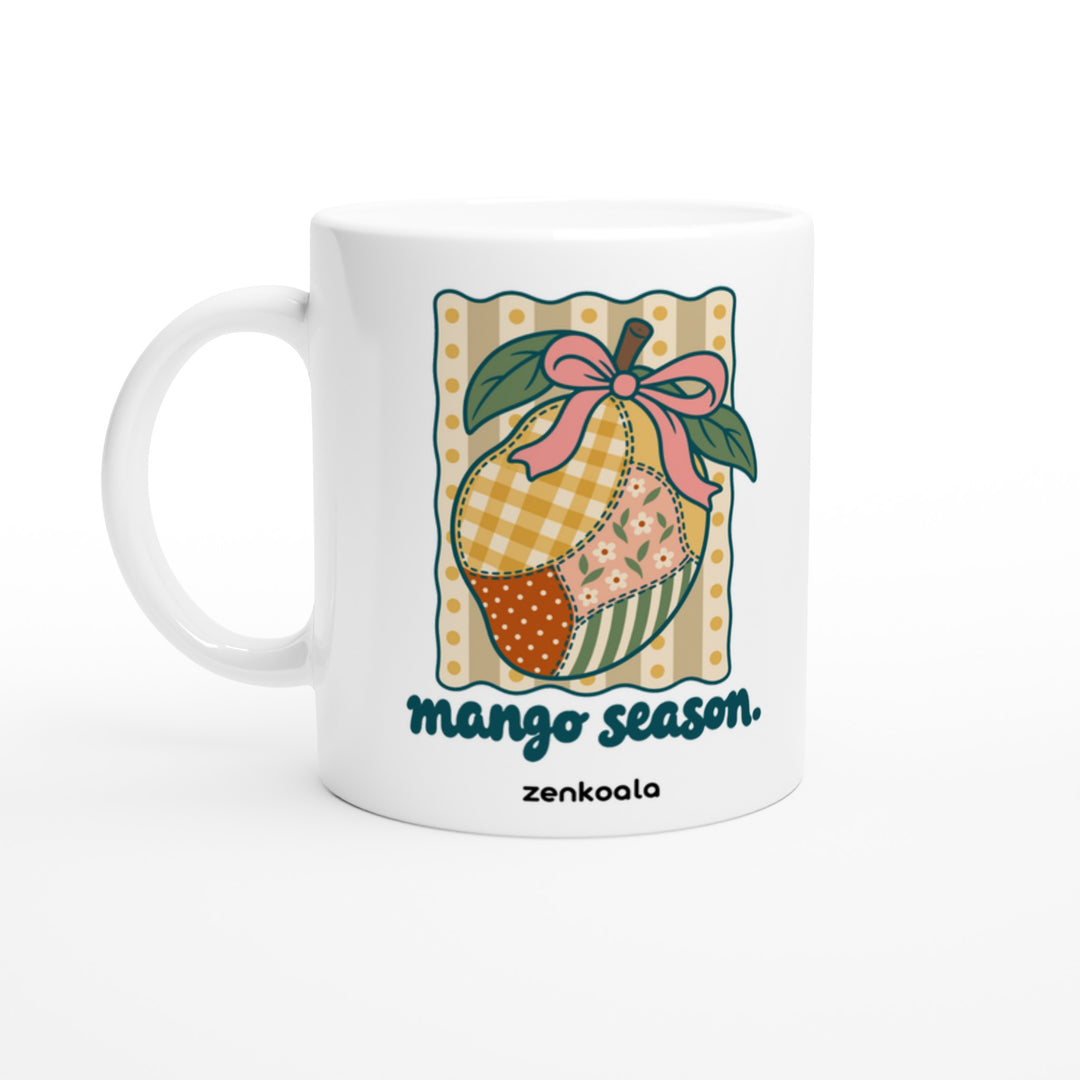 Mango Season mug in all white, Zen Koala Australia