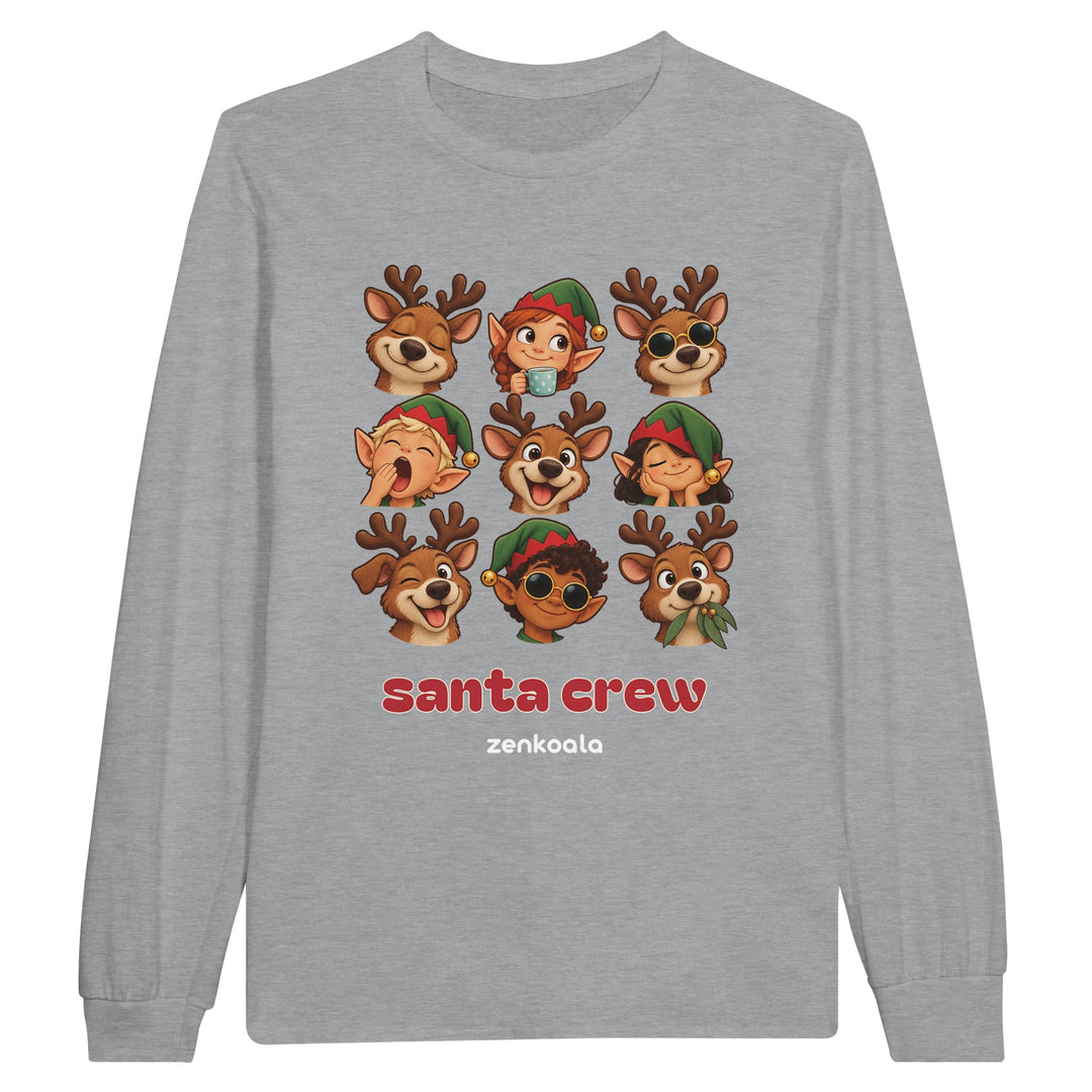 Santa Crew feel-good long sleeve tee in sports grey, Zen Koala Australia