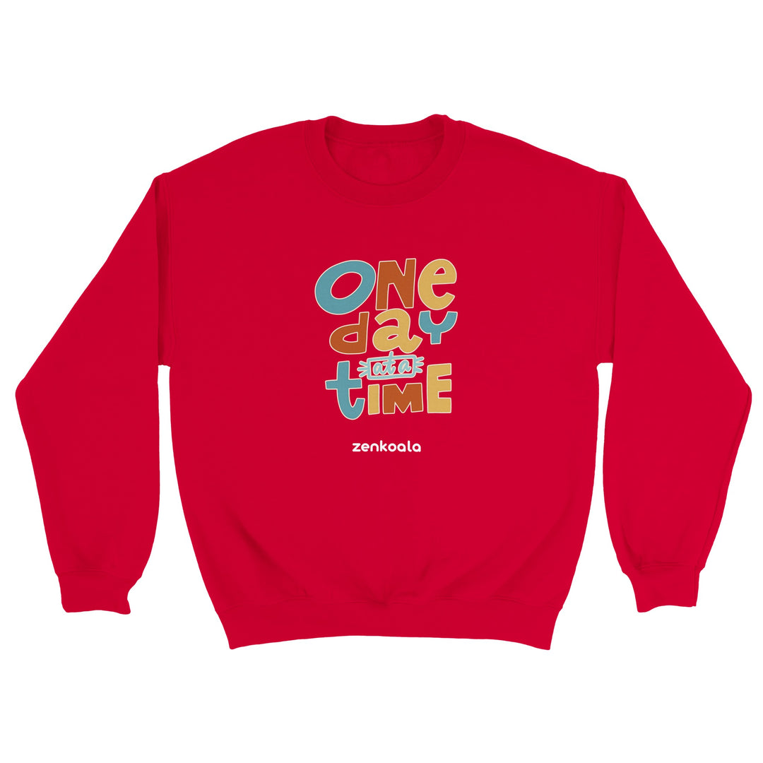 One Day at a Time feel-good sweatshirt in red, Zen Koala Australia