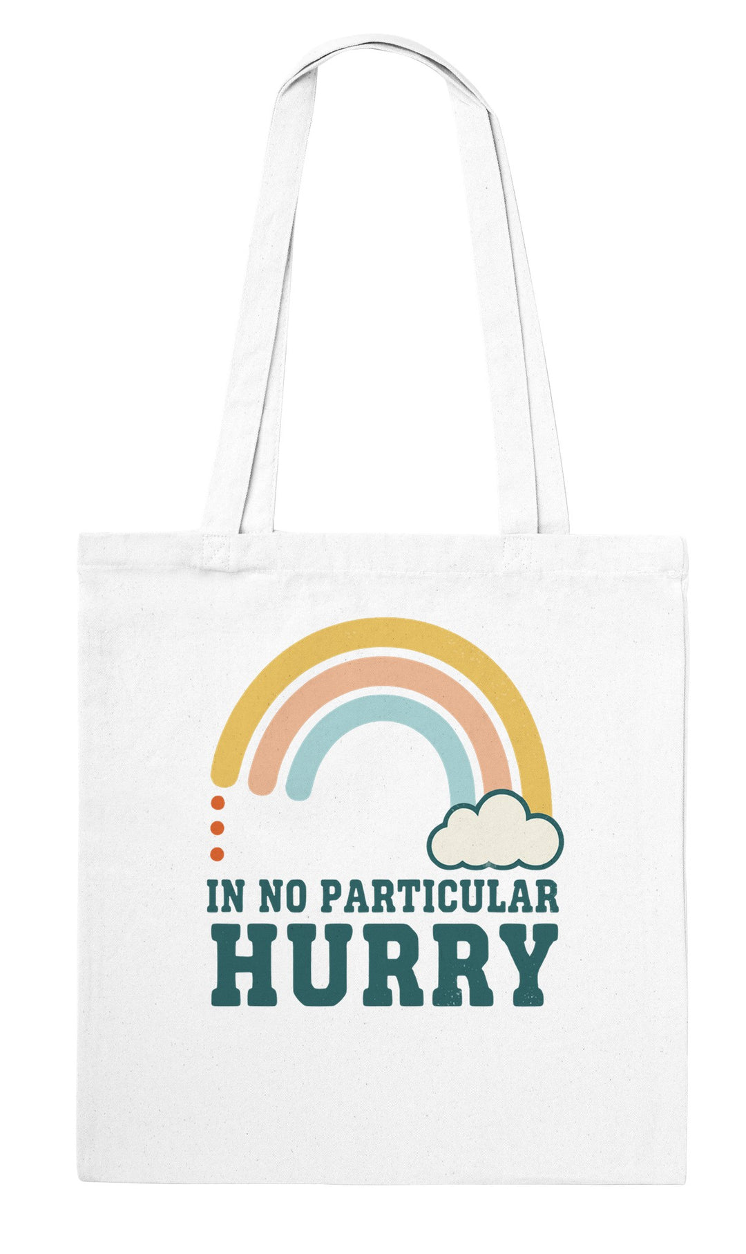 In No Particular Hurry feel-good tote bag in white, Zen Koala Australia