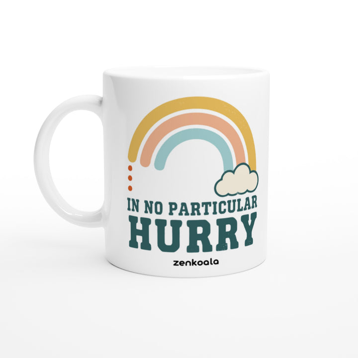 In No Particular Hurry mug in all white, Zen Koala Australia