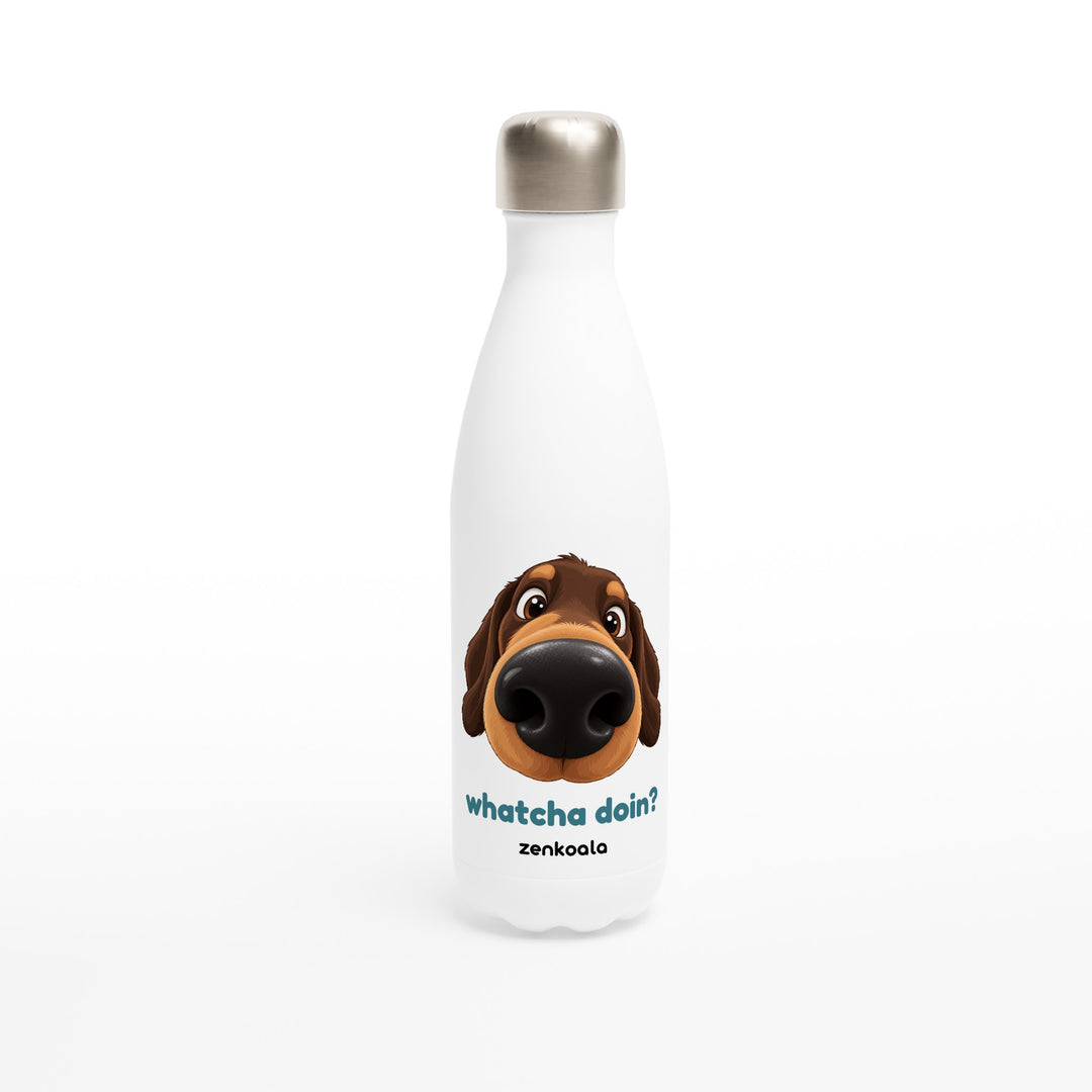 Whatcha Doin? feel-good water bottle: a dog with a very big nose, Zen Koala Australia