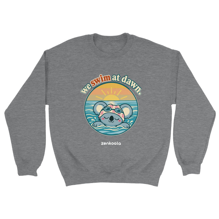 We Swim at Dawn feel-good sweatshirt in sport grey, Zen Koala Australia