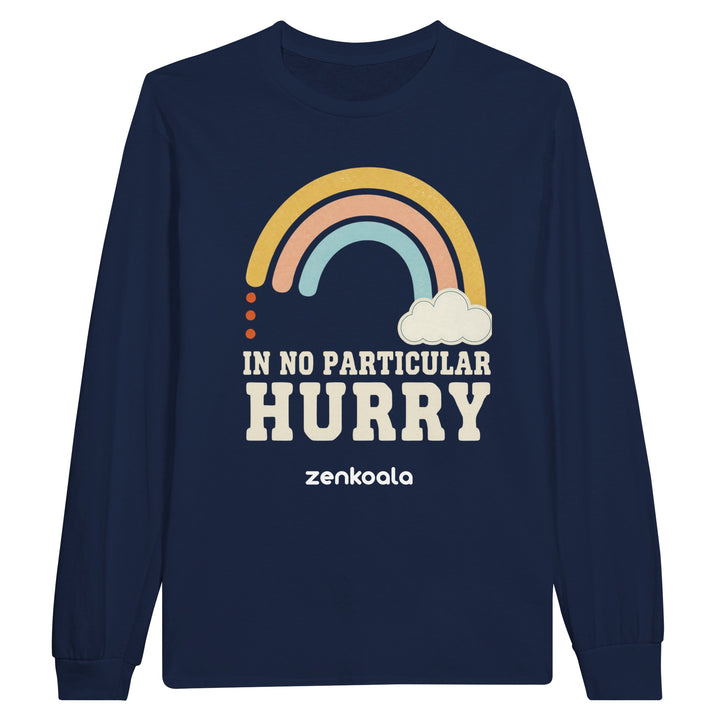 In No Particular Hurry long sleeve tee in navy — Zen Koala Australia