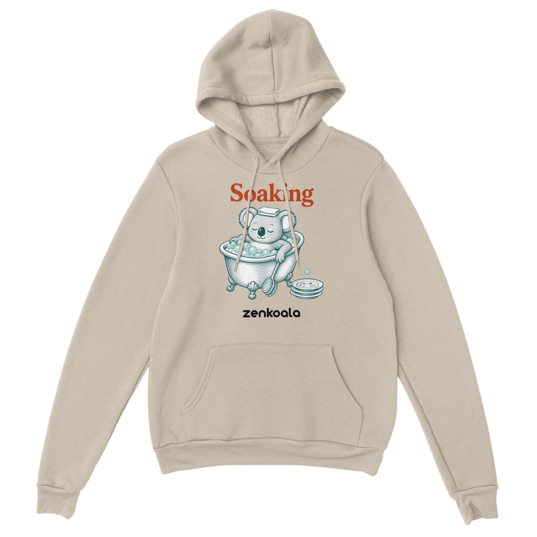 Soaking Koala Bath feel-good hoodie in Sand — Zen Koala Australia