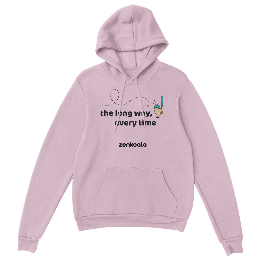 The Long Way Every Time feel-good hoodie in Light Pink — Zen Koala Australia