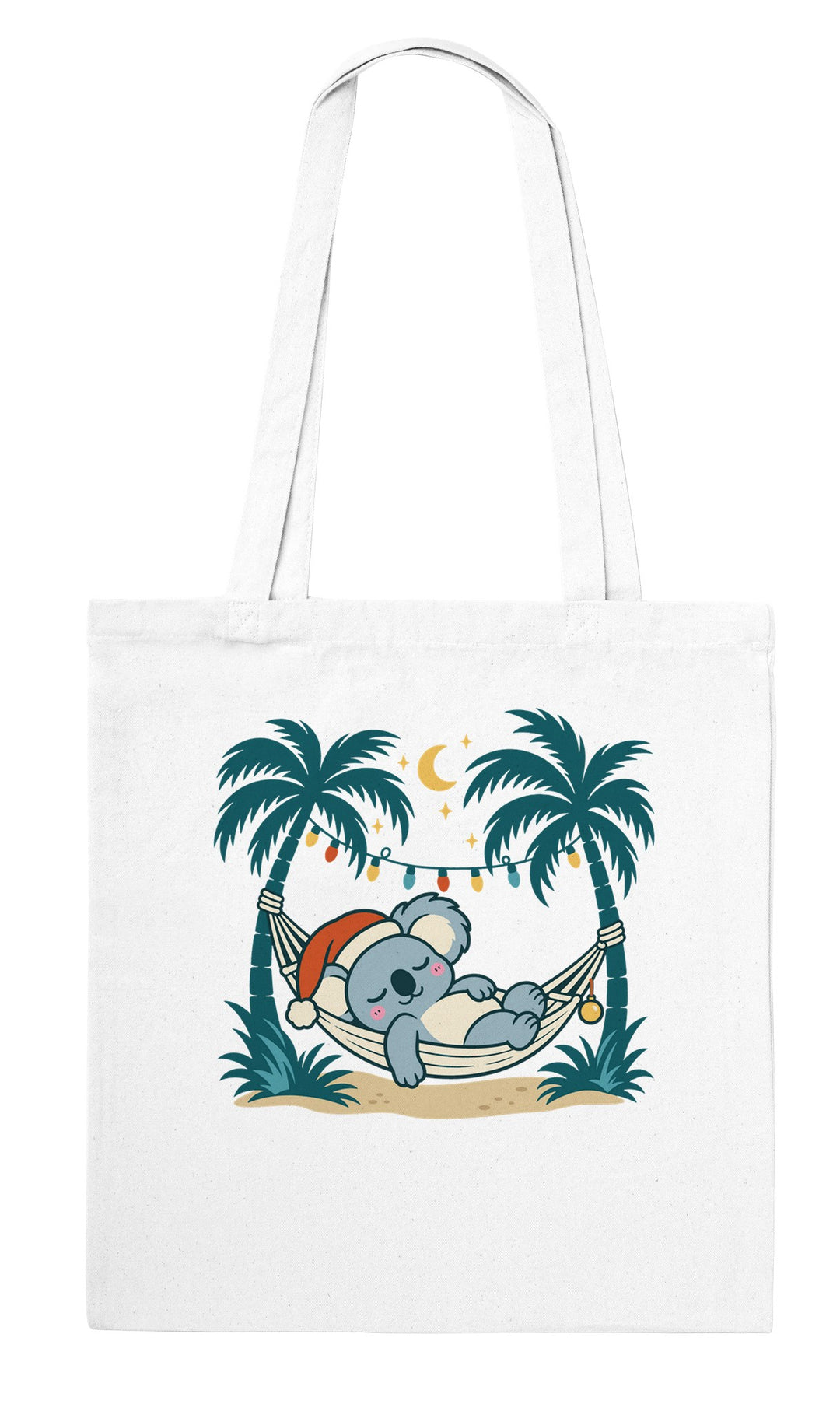 Koala Santa Hammock feel-good tote bag in white, Zen Koala Australia