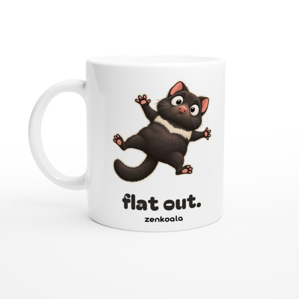 Flat Out mug in all white, Zen Koala Australia