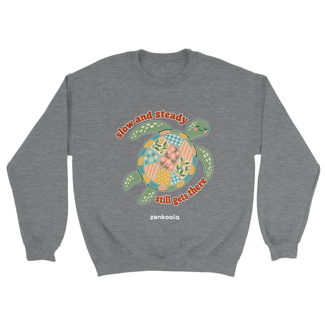 Slow and Steady Turtle feel-good sweatshirt in sport grey, Zen Koala Australia