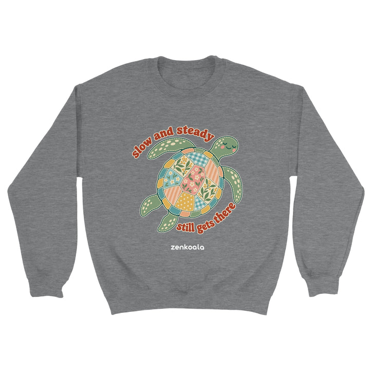Slow and Steady Turtle feel-good sweatshirt in sport grey, Zen Koala Australia
