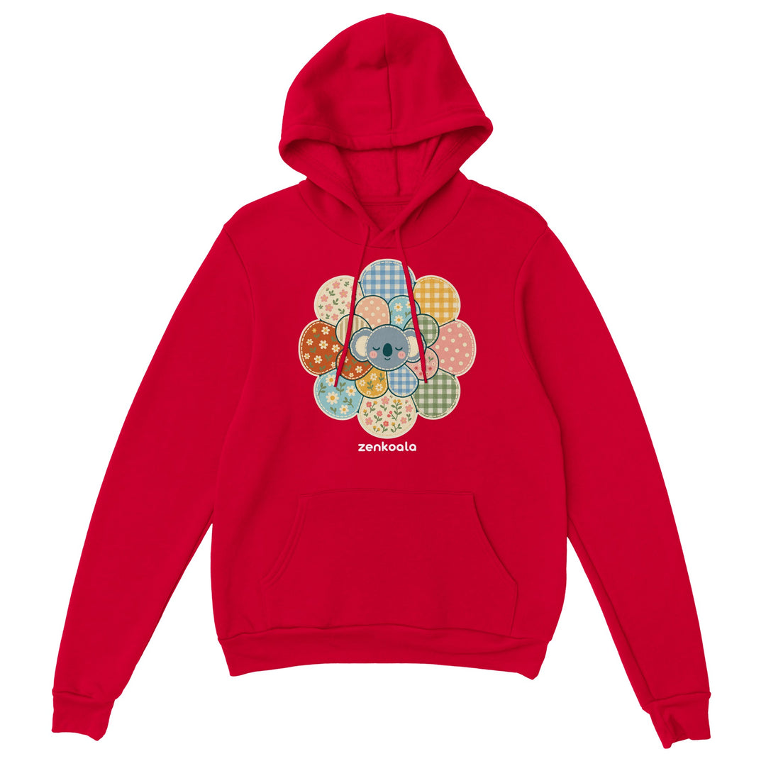 Zen Mandala Flower feel-good hoodie in red, Zen Koala Australia