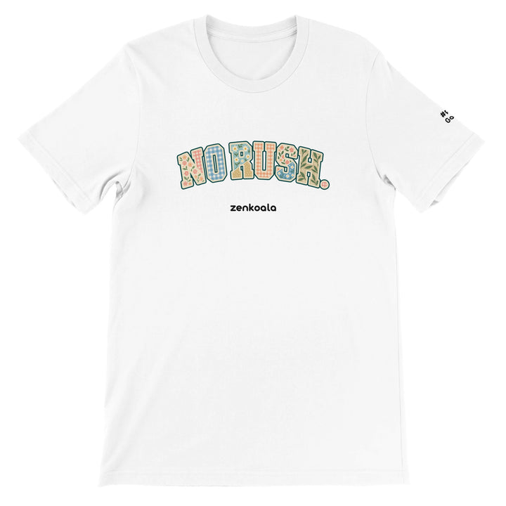 No Rush Faux Patchwork feel-good tee in white, Zen Koala Australia