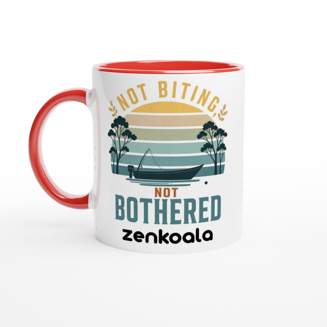 Not Biting Not Bothered feel-good mug, red inside — Zen Koala Australia