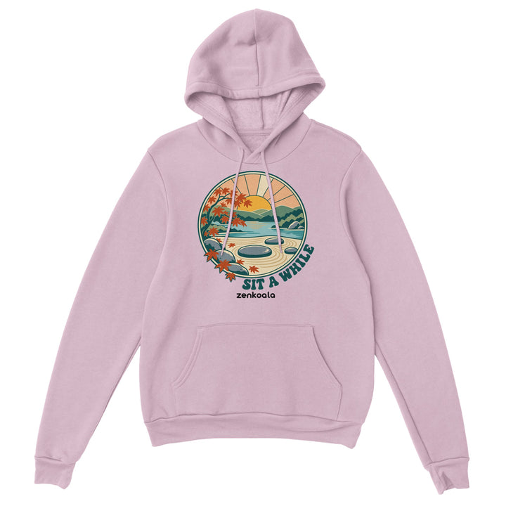 Zen Garden Sit a While feel-good hoodie in light pink, Zen Koala Australia