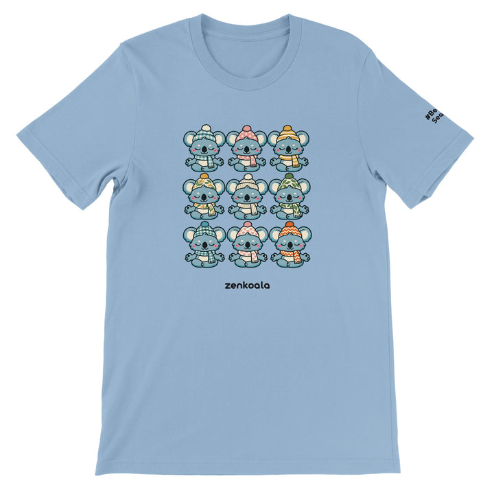 Koala Beanie Club feel-good tee in light blue, Zen Koala Australia