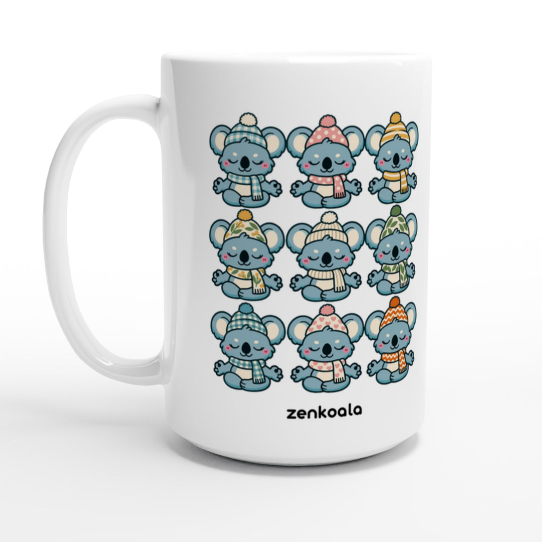 Koala Beanie Club feel-good 15oz mug: nine koalas in beanies, Zen Koala Australia