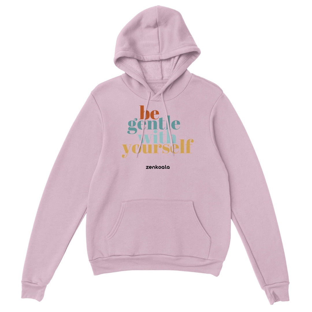Be Gentle feel-good hoodie in light pink, Zen Koala Australia