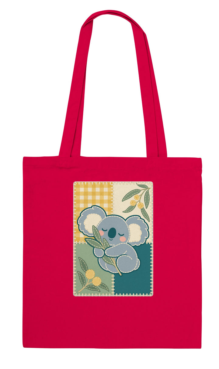 Koala Quilt feel-good tote bag in red, Zen Koala Australia