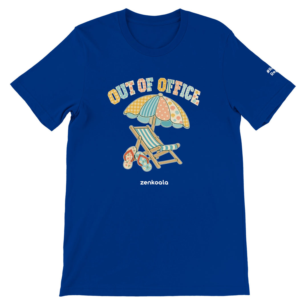 Out of Office Beach feel-good tee in true royal, Zen Koala Australia