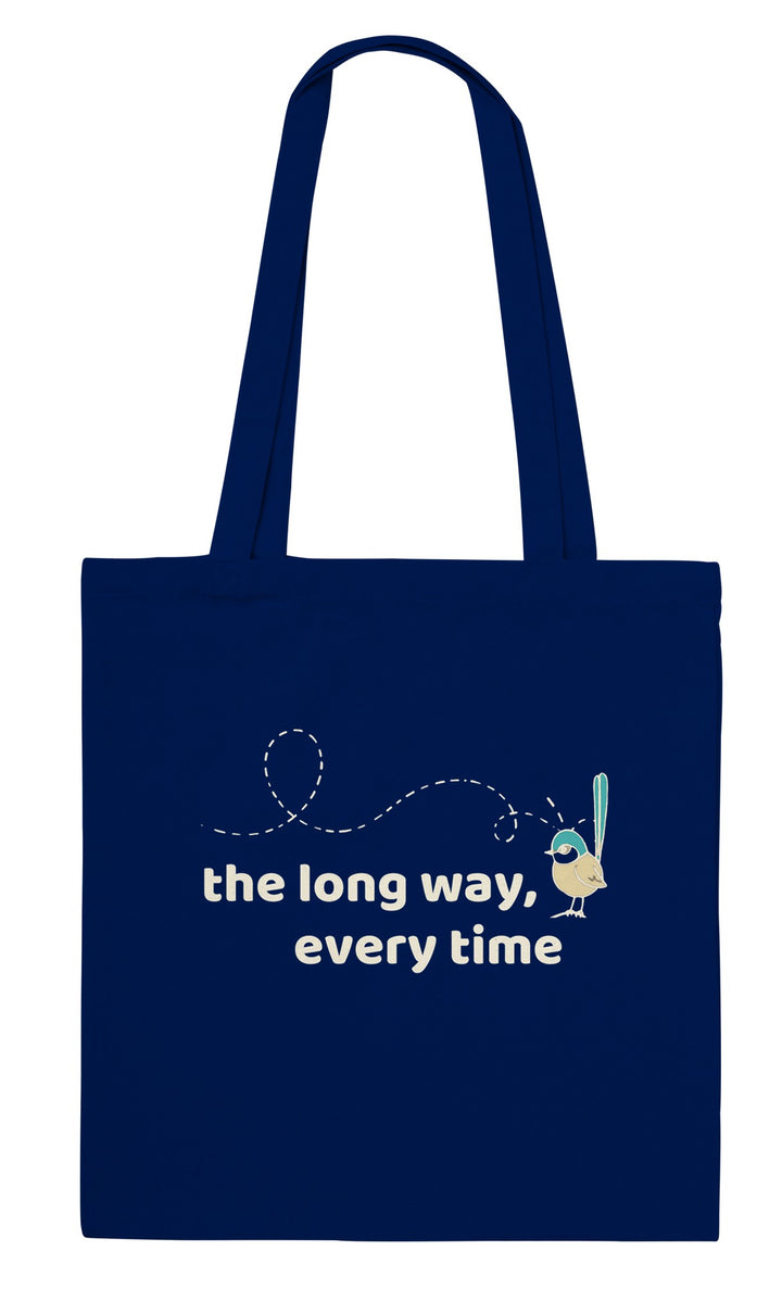 The Long Way Every Time feel-good tote bag in navy, Zen Koala Australia