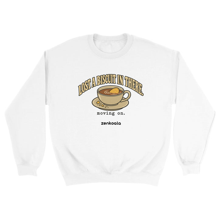 Lost a Biscuit in There feel-good sweatshirt in white, Zen Koala Australia