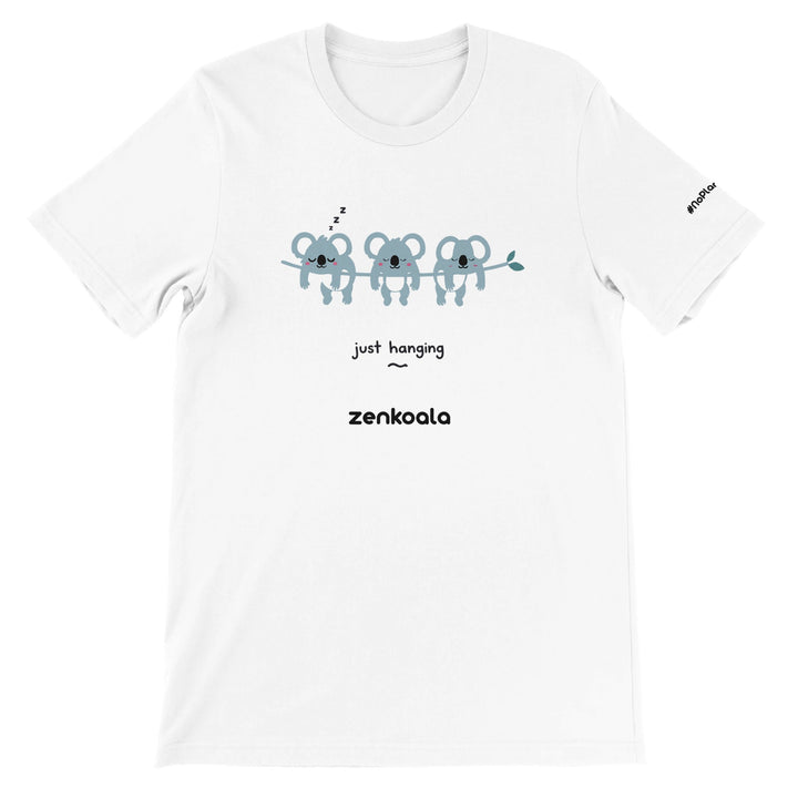 Just Hanging feel-good tee in white — Zen Koala Australia