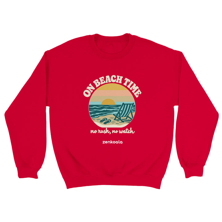 On Beach Time feel-good sweatshirt in red, Zen Koala Australia