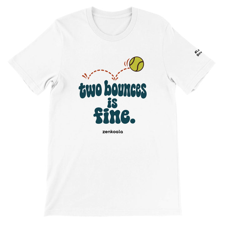 Two Bounces Is Fine feel-good tee in white, Zen Koala Australia